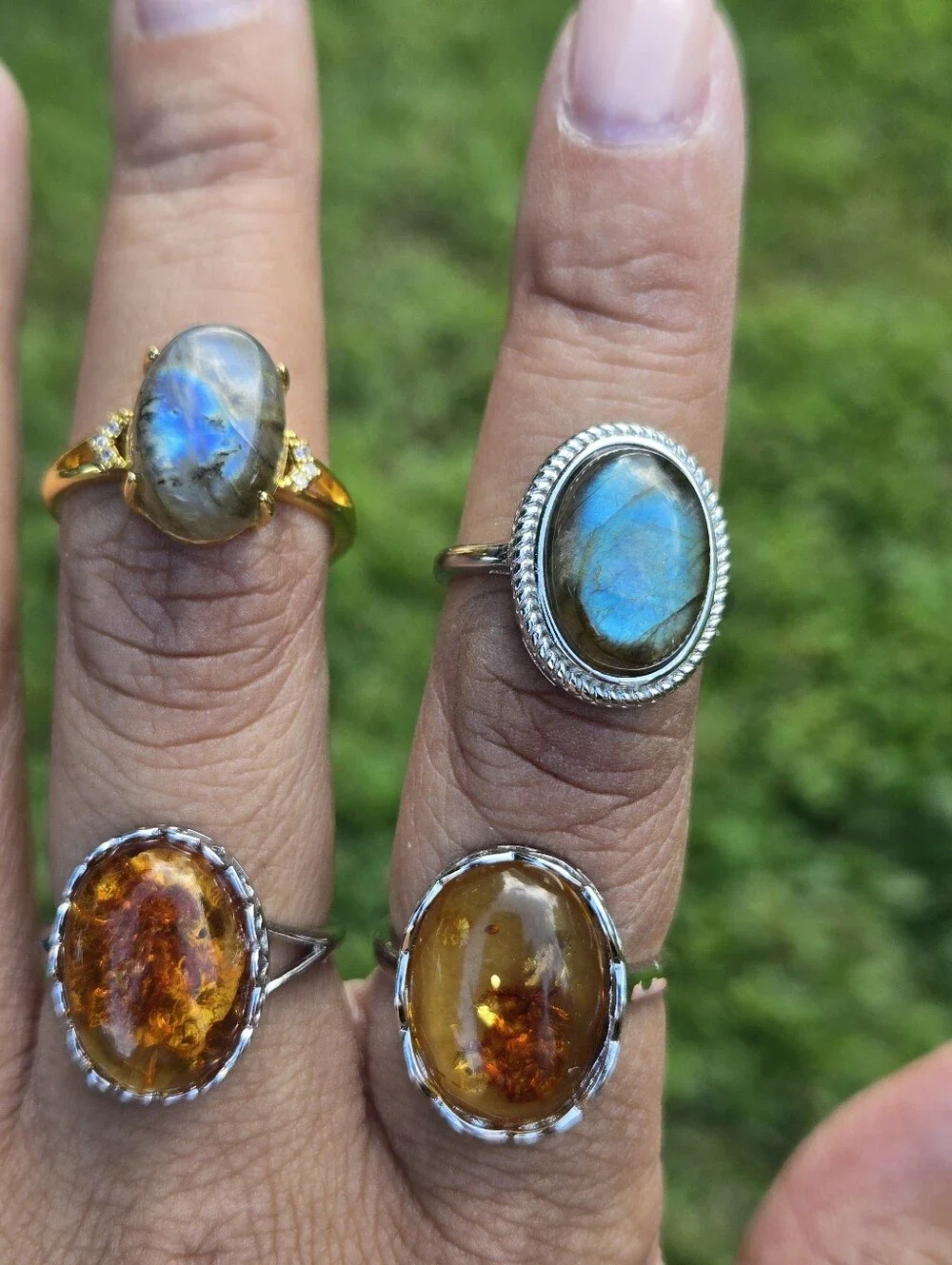 Honey Baltic Amber Silver Statement Ring Vintage